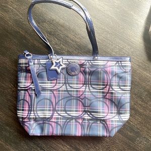 • SOLD • Authentic Coach Plaid Shoulder Bag